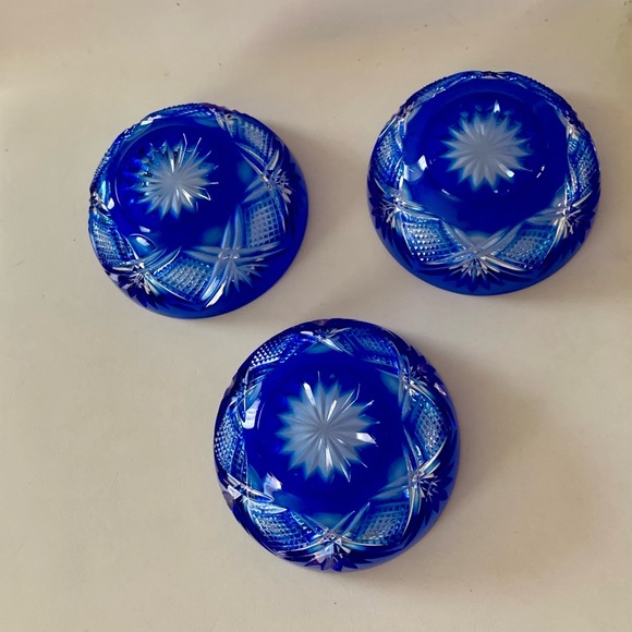 Vintage D’Arques Genuine Lead Crystal Cobalt Blue Bows - Picture 11 of 15